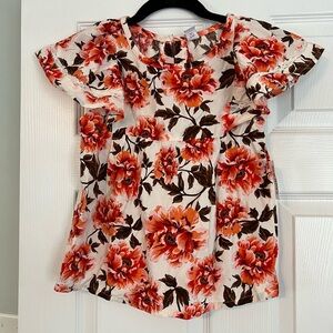 Old Navy Red and Orange Flutter Sleeve Blouse